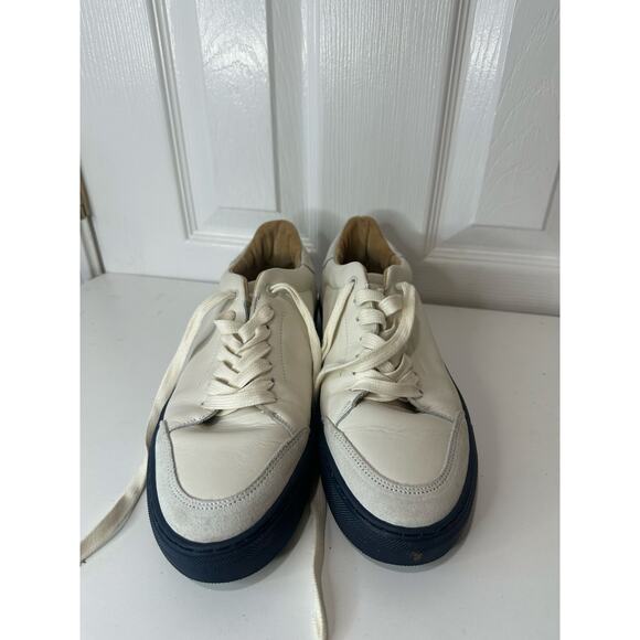 HIRUNDO White Midnight Blue Leather Sneakers Size EU 41 - Picture 3 of 9